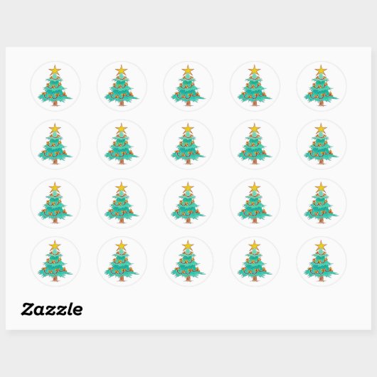 Feestelijke kerstboom stickers (Vel)