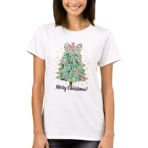 Feestelijke Kerstboom T-shirt met Coquette Bow