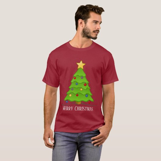 feestelijke kerstboom voeg tekst toe t-shirt (Voorkant volledig)