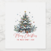 Feestelijke kerstboom Vrolijk kerstfeest Wijn Etiket (Enkel label)