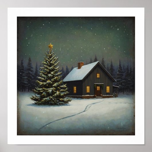 Feestelijke Kerstboom Wall Art Poster (Voorkant)