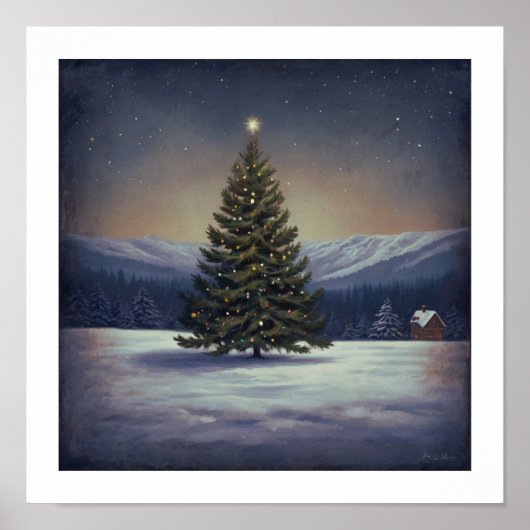 Feestelijke Kerstboom Wall Art Poster (Voorkant)