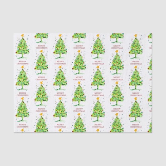 Feestelijke kerstboom Waterverf Tissuepapier (Voorkant)