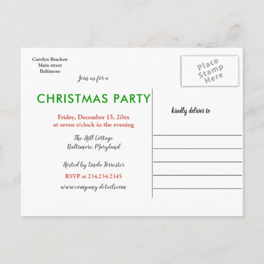 feestelijke kerstboom | Winterfeestdag Aankondigingskaart (Achterkant)