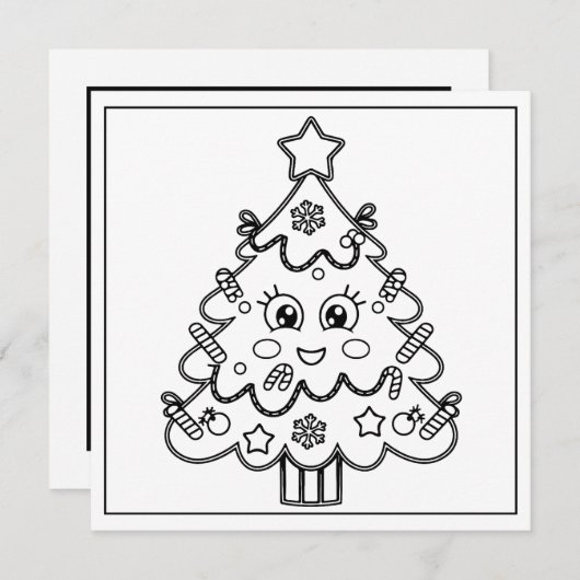 Feestelijke kerstboomkleuring feestdagenkaart (Voorkant / Achterkant)