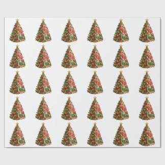 Feestelijke kerstboomkunst cadeaupapier