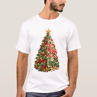 Feestelijke kerstboomkunst t-shirt
