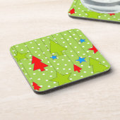 Feestelijke kerstboomprint bier onderzetter (Linkerzijde)