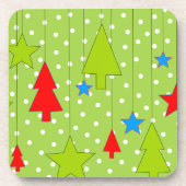 Feestelijke kerstboomprint bier onderzetter (Voorkant)