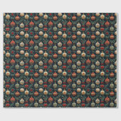 Feestelijke kerstborduurstijl cadeaupapier (Vlak)