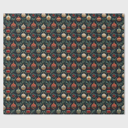 Feestelijke kerstborduurstijl cadeaupapier (Vlak)