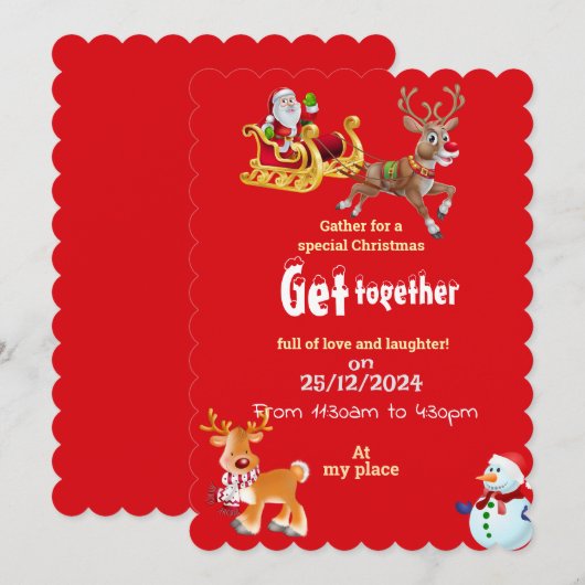 Feestelijke kerstborrel  kaart (Voorkant / Achterkant)