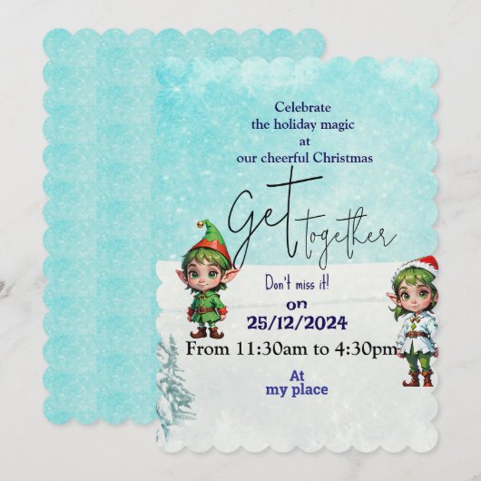Feestelijke kerstborrel  kaart (Voorkant / Achterkant)