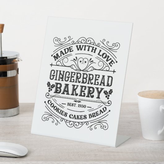 feestelijke kerstbroodbakkerij reclamebord met voetstuk (Insitu)