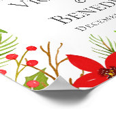 Feestelijke Kerstbruiloft Bloemen Custom Welkom Poster (Hoek)