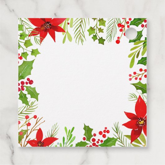 Feestelijke Kerstbruiloft Bloemen Gepersonaliseerd Bedankjes Labels (Achterkant)