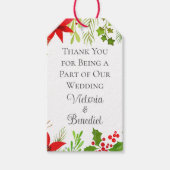 Feestelijke Kerstbruiloft Bloemen Gepersonaliseerd Cadeaulabel (Voorkant)