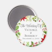 Feestelijke Kerstbruiloft Bloemen Gepersonaliseerd Magneet (Voorkant / Achterkant)
