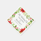 Feestelijke Kerstbruiloft Bloemen Gepersonaliseerd Servet (Hoek)