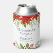 Feestelijke kerstbruiloft Poinsettia gepersonalise Blikjeskoeler (Blikje Voorkant)