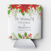 Feestelijke kerstbruiloft Poinsettia gepersonalise Blikjeskoeler (Achterkant)