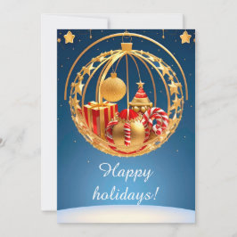 Feestelijke kerstbubbel display met geschenken feestdagenkaart