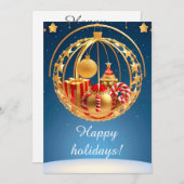 Feestelijke kerstbubbel display met geschenken feestdagenkaart (Voorkant / Achterkant)