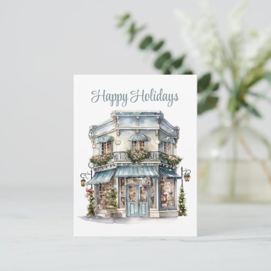 Feestelijke kerstbusiness Vakantiewinkel Feestdagenkaart (Staand voorkant)