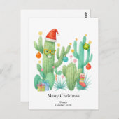 Feestelijke Kerstcactus met Santa Hat & Ornament Briefkaart (Voorkant / Achterkant)