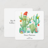 Feestelijke Kerstcactus met Santa Hat & Ornament Kaart (Voorkant / Achterkant)