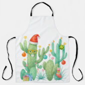 Feestelijke Kerstcactus met Santa Hat & Ornament Schort (Voorkant)