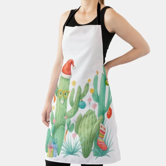 Feestelijke Kerstcactus met Santa Hat & Ornament Schort (Insitu)