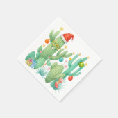 Feestelijke Kerstcactus met Santa Hat & Ornament Servet (Hoek)