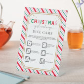 Feestelijke kerstcadeau uitwisseling dobbelspel te reclamebord met voetstuk (Insitu)