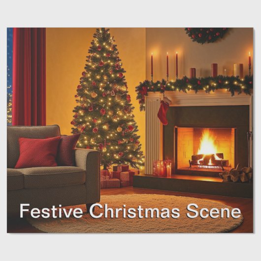 Feestelijke kerstcadeaus cadeaupapier (Vlak)