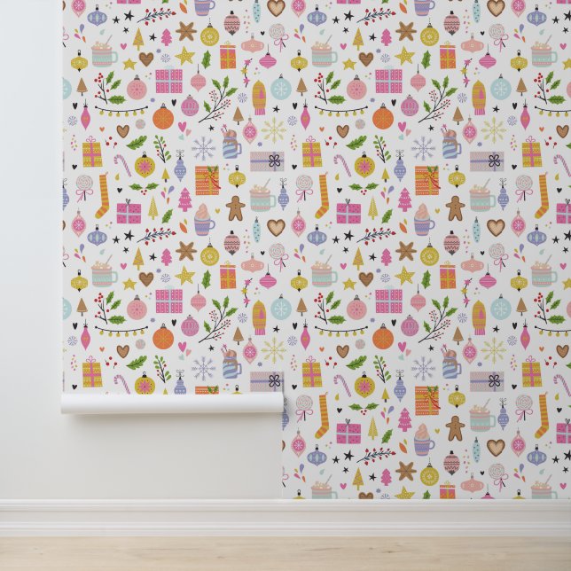 Feestelijke kerstcadeaus Decoraties Behang (Applicatie)