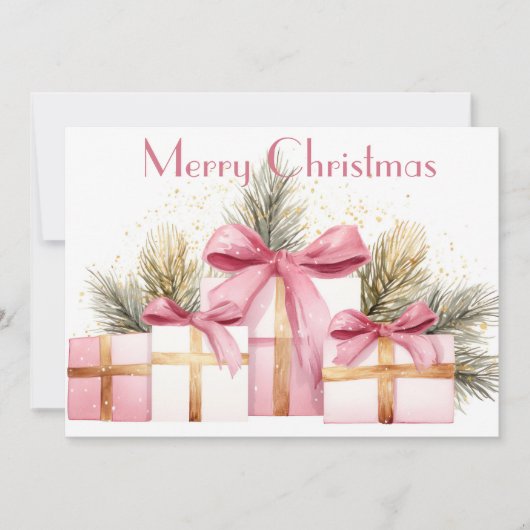 Feestelijke kerstcadeaus Flat Holiday Kaart (Voorkant)