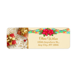 Feestelijke Kerstcadeaus Poinsettia & Verlichting Etiket