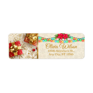 Feestelijke Kerstcadeaus Poinsettia & Verlichting  Etiket