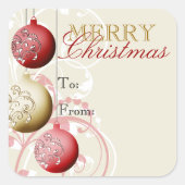 Feestelijke Kerstcadeautagsticker Vierkante Sticker (Voorkant)