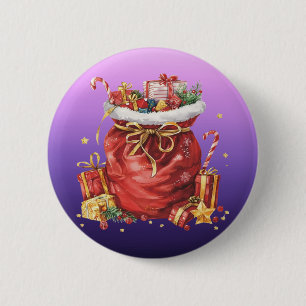 Feestelijke kerstcadeauzak met Cadeaus Ronde Button 5,7 Cm