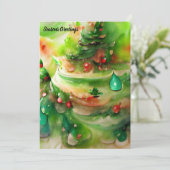 Feestelijke Kerstcake AI Kunst Groen Rood Wit (Staand voorkant)