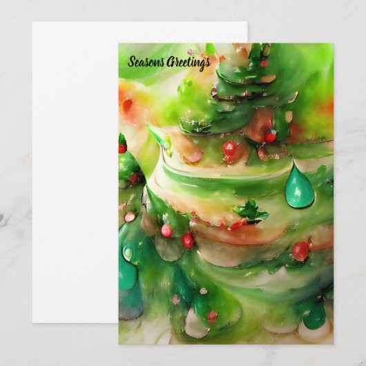 Feestelijke Kerstcake AI Kunst Groen Rood Wit (Voorkant / Achterkant)