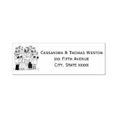 Feestelijke Kerstcarolers, Sneeuw Kerstmis Naam Ad Zelfinktende Stempel (Design)