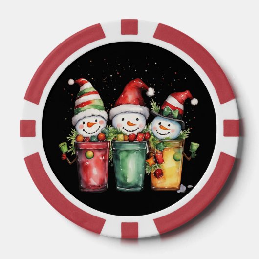 Feestelijke kerstcocktail drink poker chips (Voorkant)
