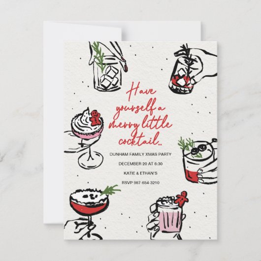 Feestelijke Kerstcocktail | Feestelijke Kerstfeest Kaart (Voorkant)