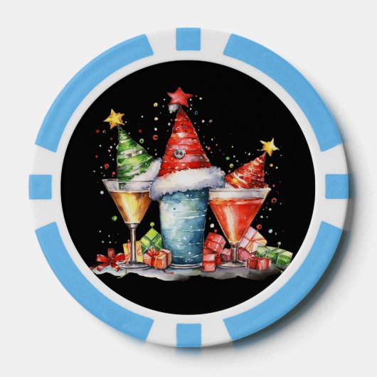 Feestelijke kerstcocktail gratis drink poker chips (Voorkant)