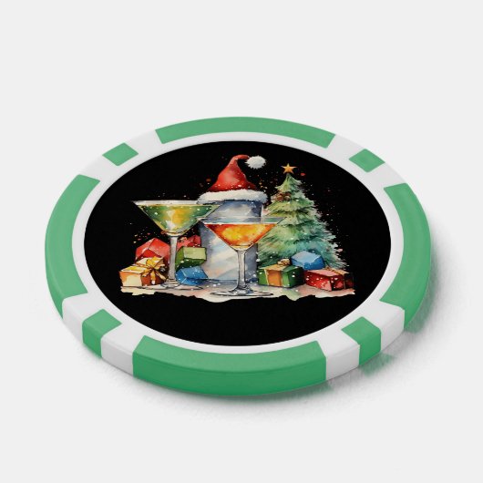 Feestelijke kerstcocktail gratis drink poker chips (Enkel)