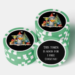 Feestelijke kerstcocktail gratis drink poker chips