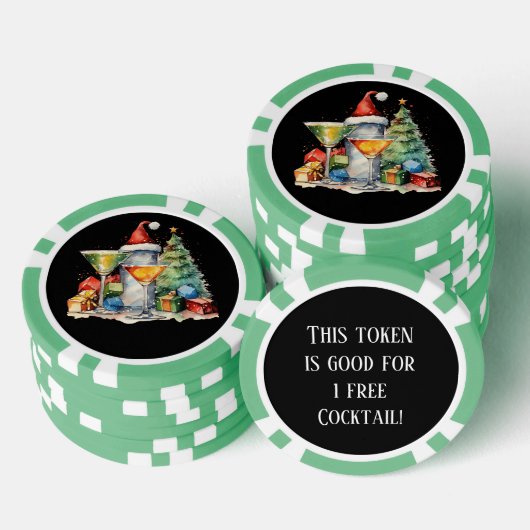 Feestelijke kerstcocktail gratis drink poker chips (Opstapeling)